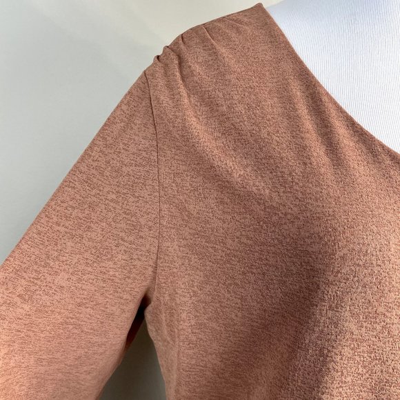 J. Jill Top Womens XL Tan Brown Mesh V-Neck Layered Sheer 3/4 Sleeve Blouse‎ - Picture 2 of 12